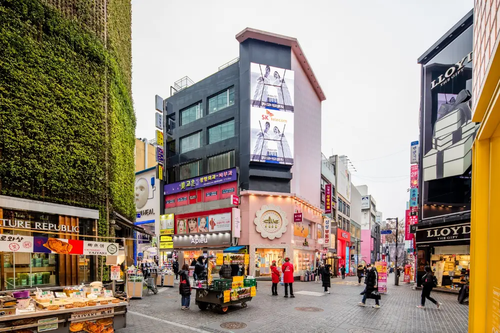 Shopping street in Myeongdong, Seoul