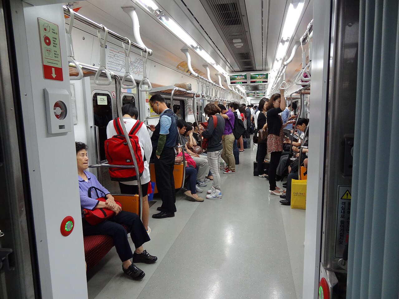Interior of a Seoul subway carriage