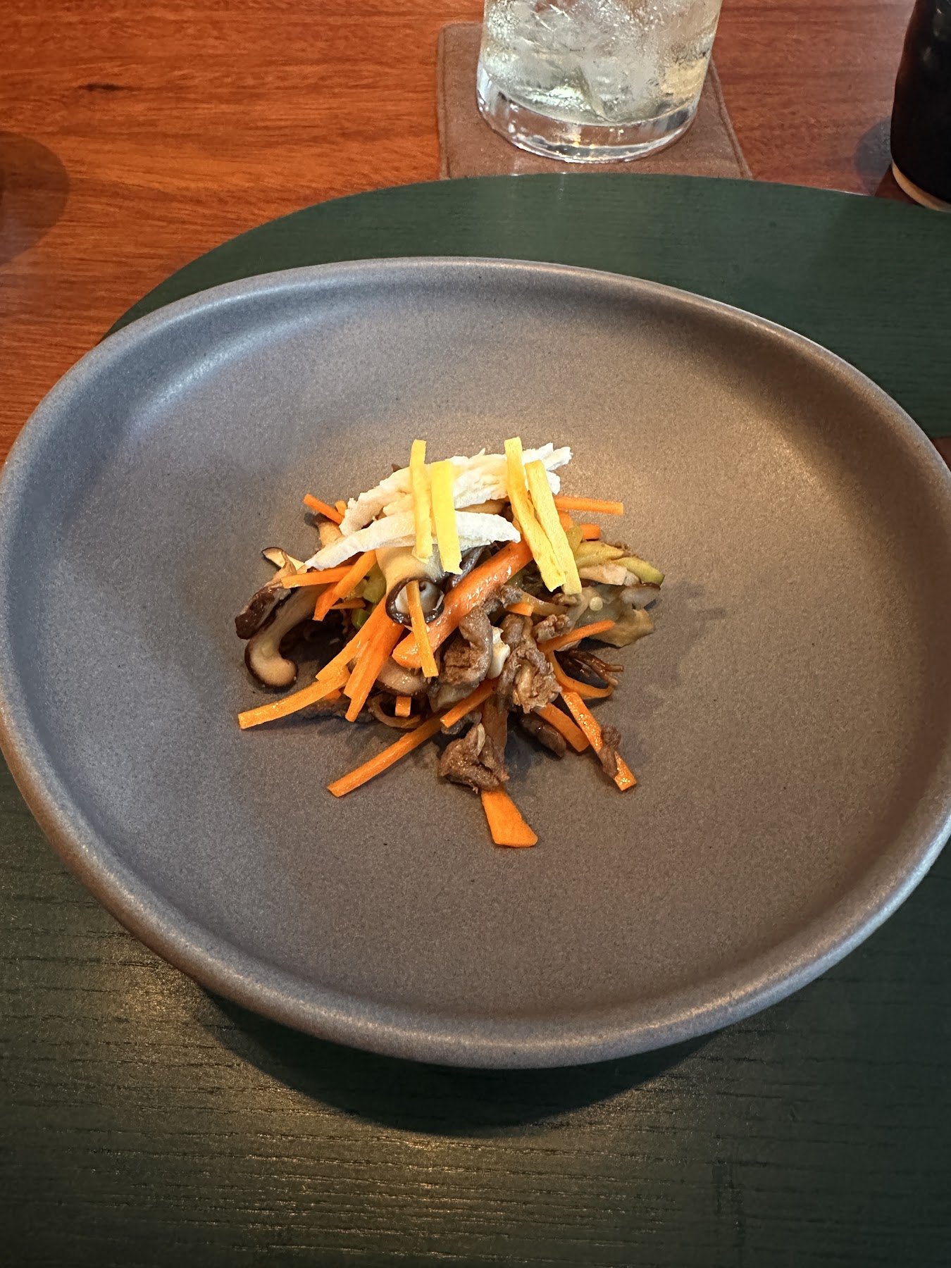 A plate of shredded vegetables lightly dressed as namul