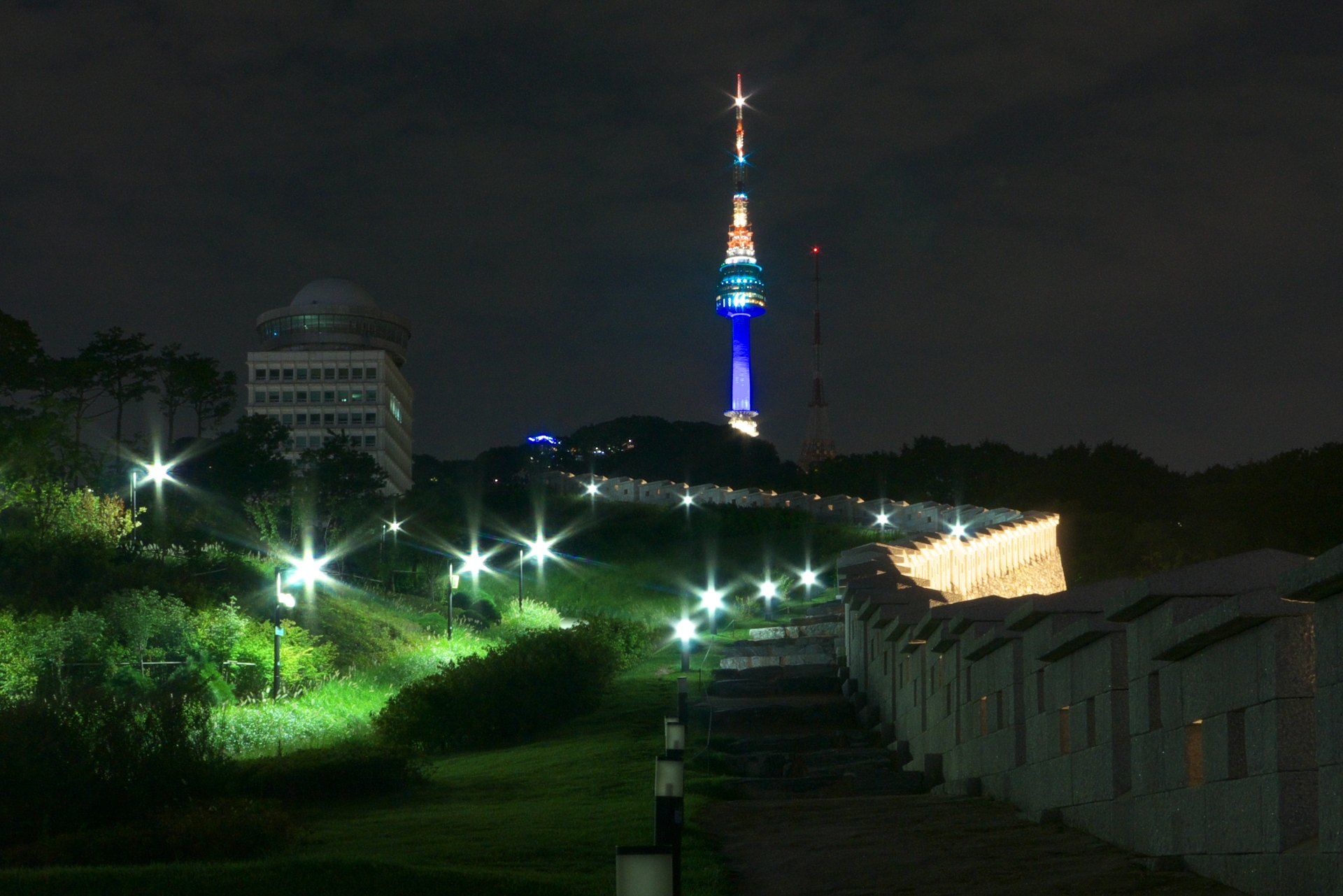 Illuminated tower at night