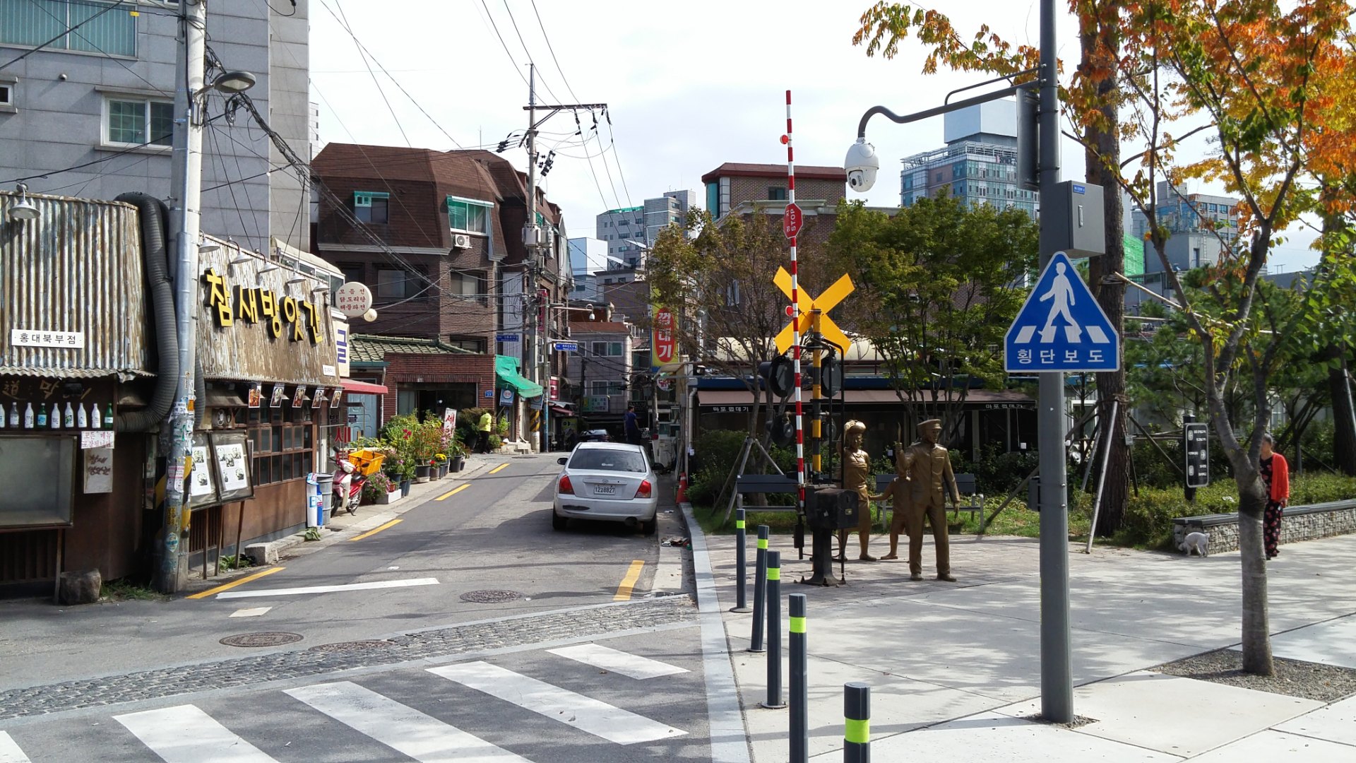 Street of small cafes