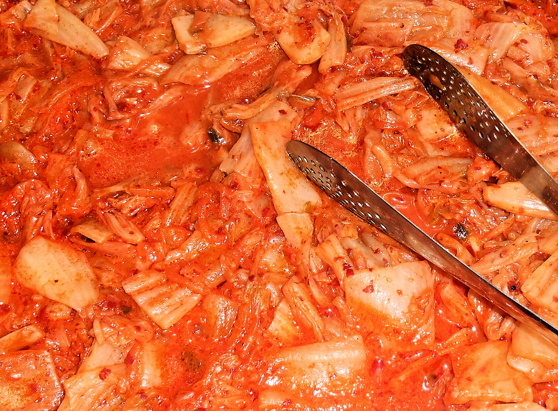 Freshly made napa cabbage kimchi