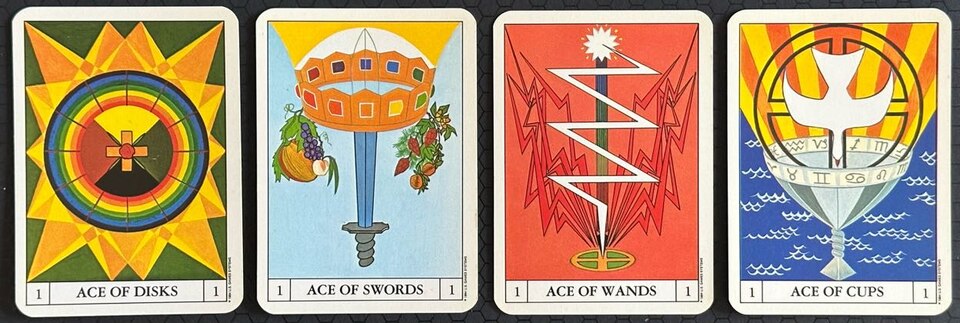 Tarot cards fanned out on a table
